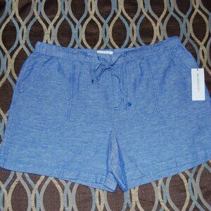 NWT, linen blend, chambray shorts